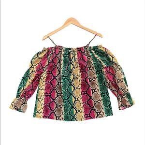 INC International Concepts Snakeskin Cold Shoulder Blouse Size M